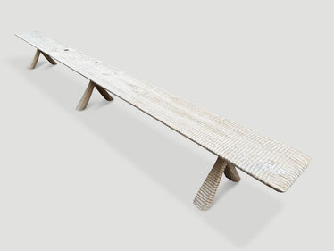 Monumental Hand Carved Long Teak Bench