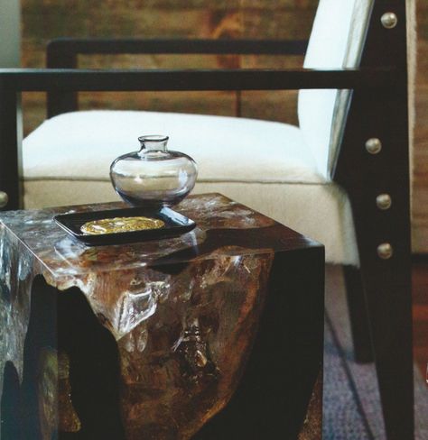 Organic Cracked Resin Side Table