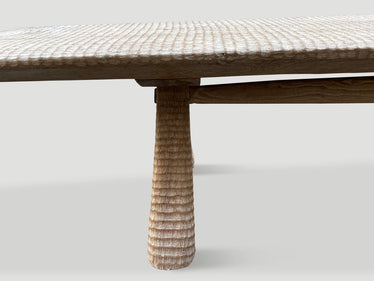 Monumental Hand Carved Long Teak Bench