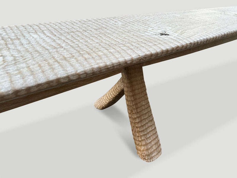 Monumental Hand Carved Long Teak Bench