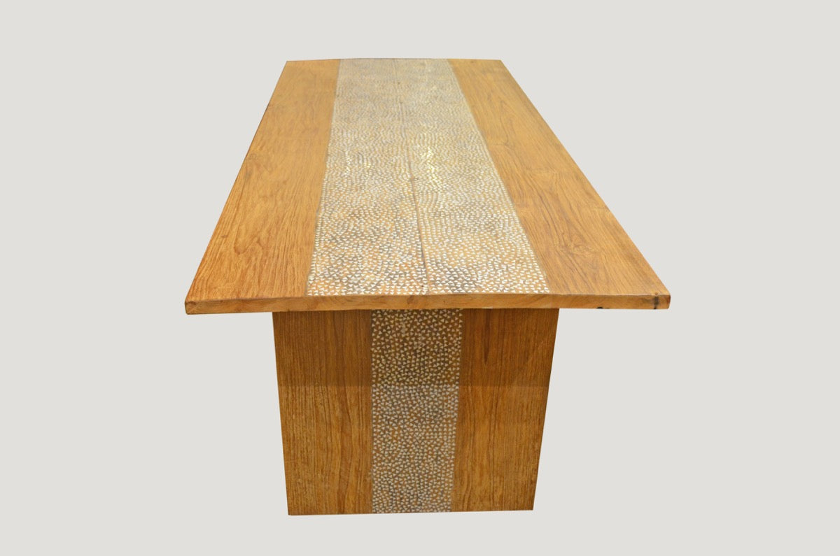 Shell Inlay Teak Dining Table