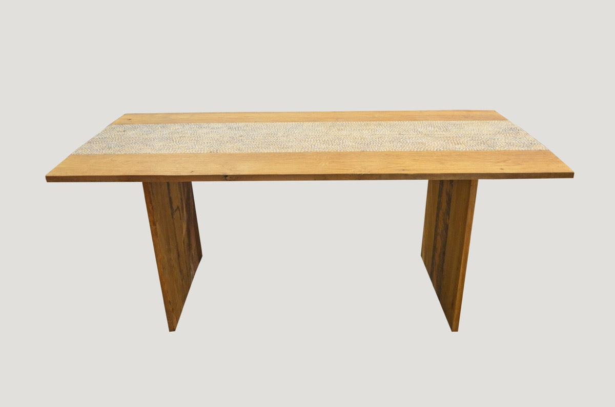 Shell Inlay Teak Dining Table