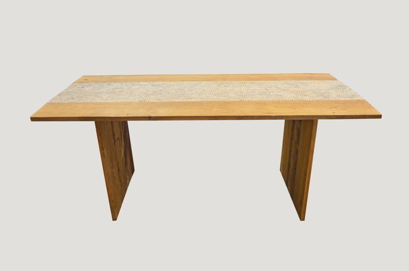 Shell Inlay Teak Dining Table