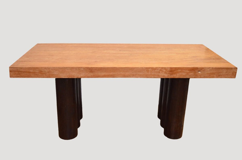 Cerused Teak Table with Contrasting Base