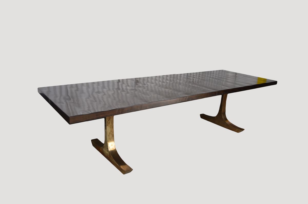 French Polished Dining Table With Bronze Legs
