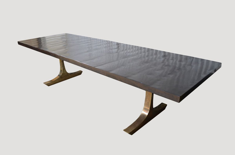 French Polished Dining Table With Bronze Legs