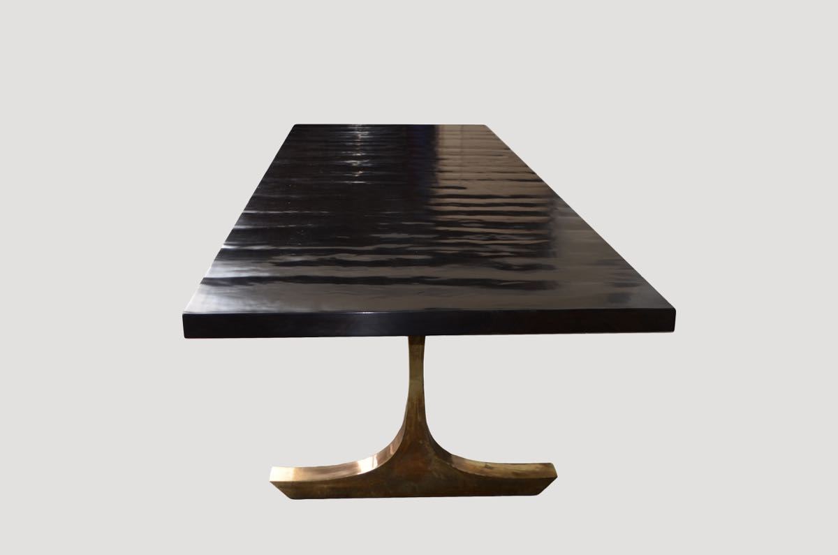 French Polished Dining Table With Bronze Legs