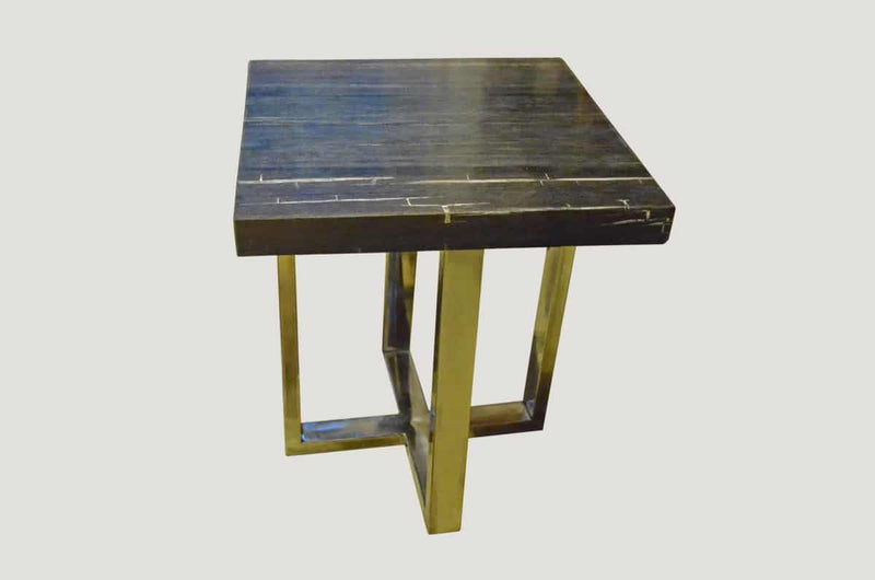 Petrified Wood Slab Top Side Table