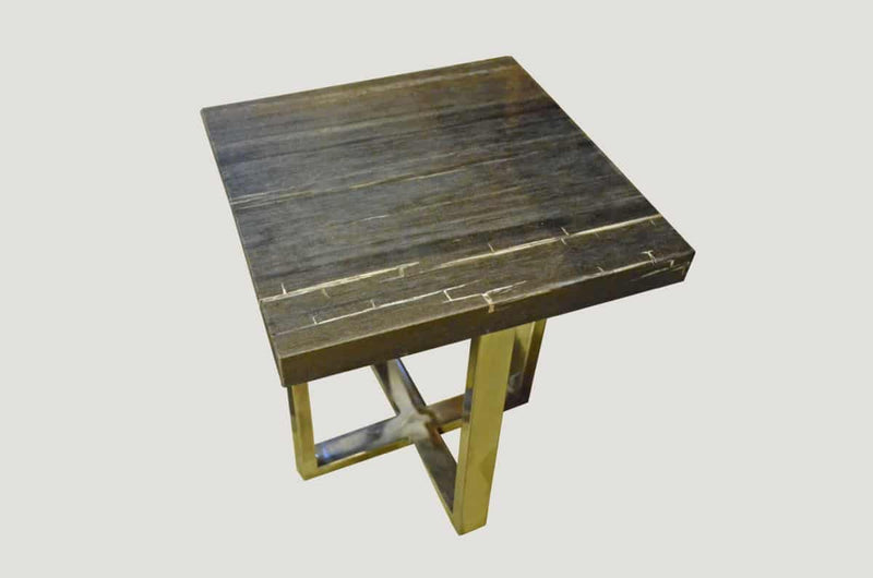 Petrified Wood Slab Top Side Table