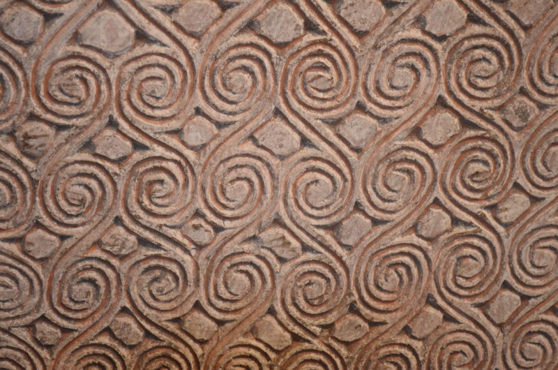 Antique Hand Carved Panel Symbolizing Peace And Happiness