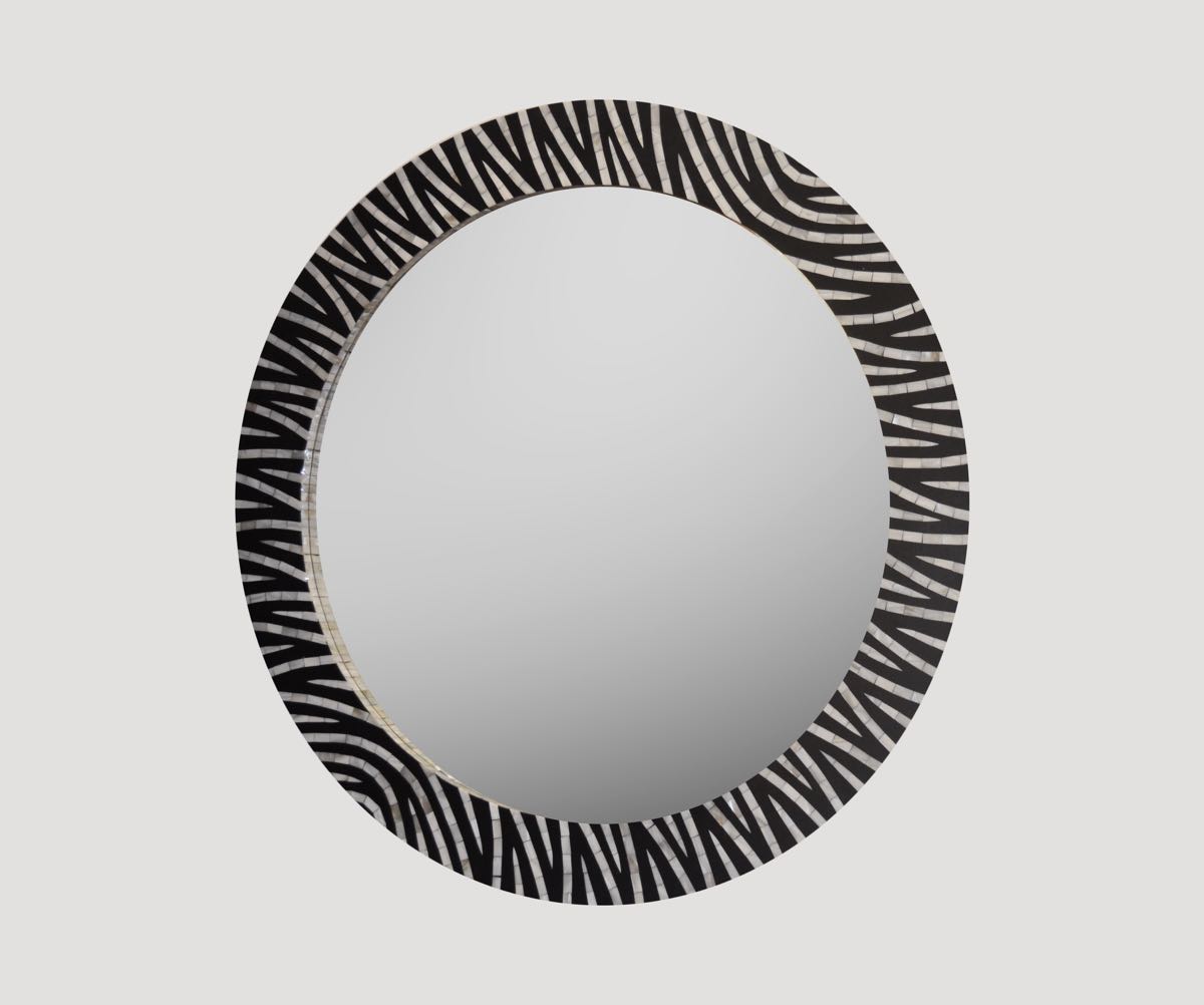 Black and White Shell Mirror