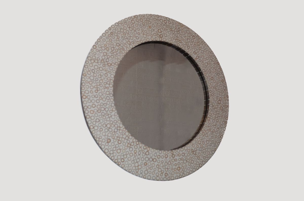 Bamboo Inlay Round Mirror
