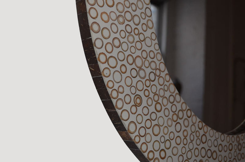 Bamboo Inlay Round Mirror