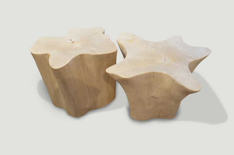 Bleached Teak Organic Side Table