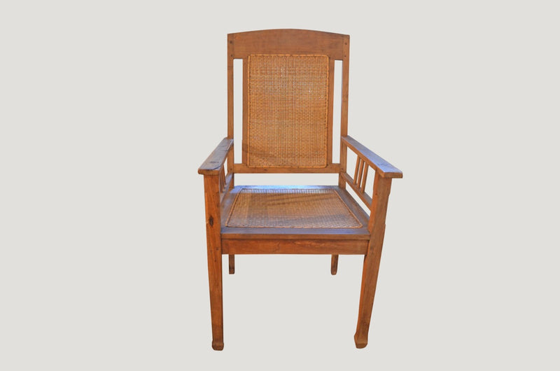 Colonial Teak and Rattan Chair