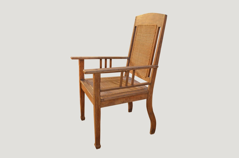 Colonial Teak and Rattan Chair