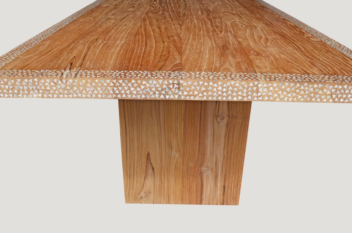 Shell Inlay Teak Dining Table