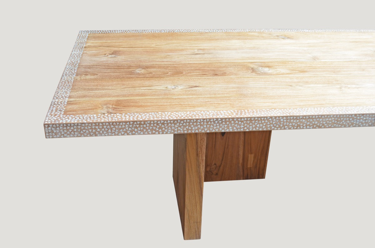 Shell Inlay Teak Dining Table