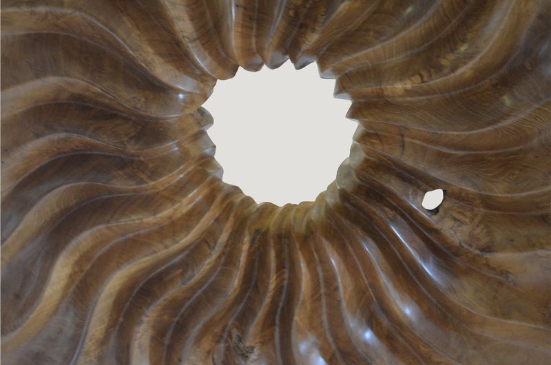 Teak Flower Sculpture