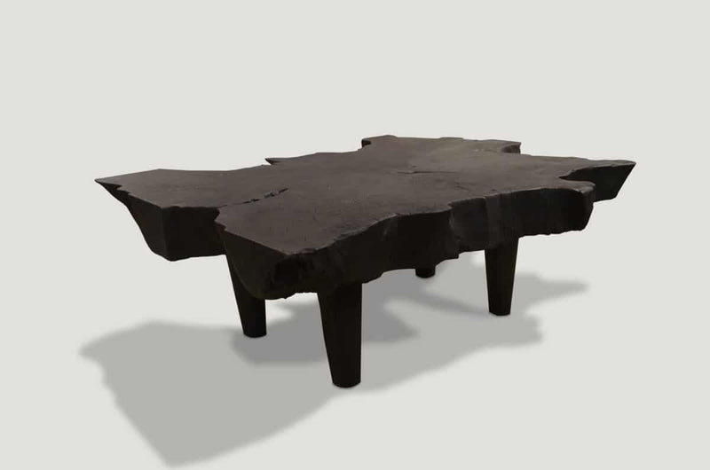 Triple Burnt Mahogany Wood Coffee Table