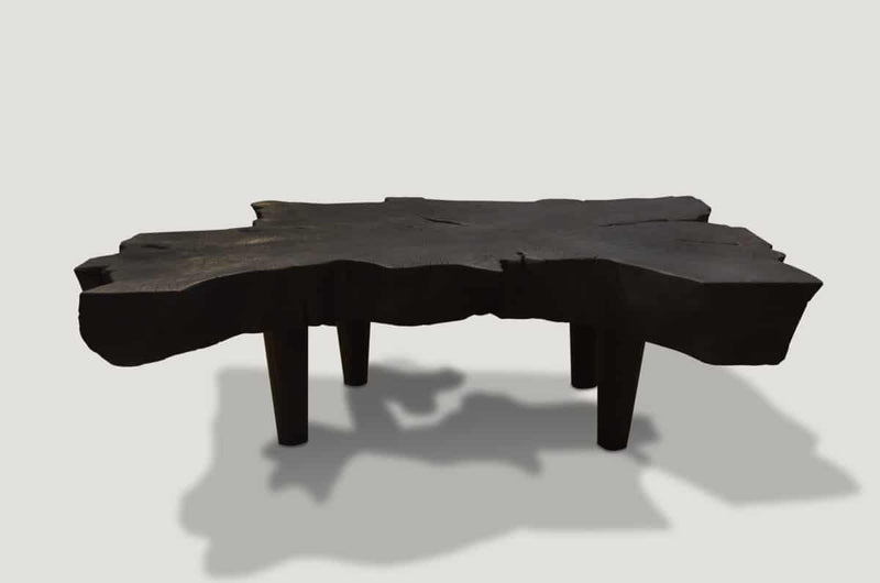 Triple Burnt Mahogany Wood Coffee Table