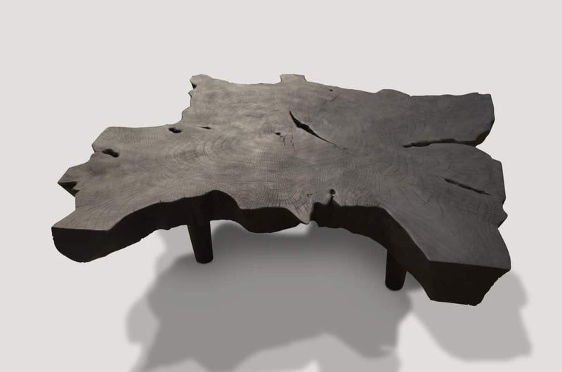 Triple Burnt Mahogany Wood Coffee Table