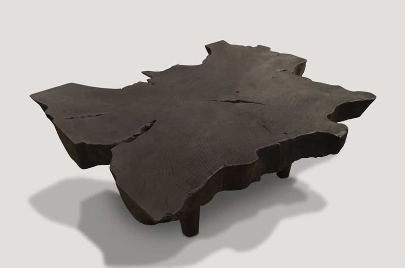 Triple Burnt Mahogany Wood Coffee Table