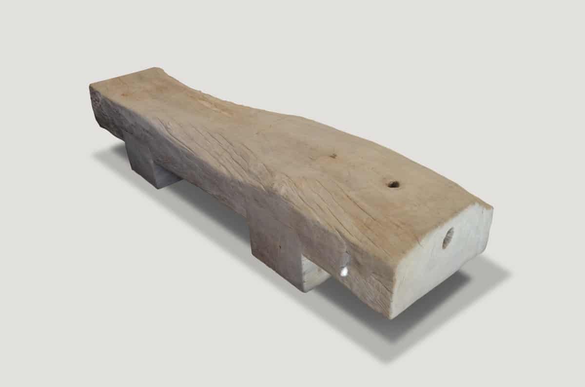 Bleached Teak Log Bench