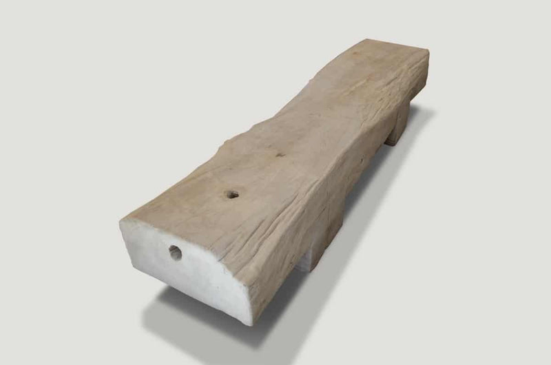 Bleached Teak Log Bench