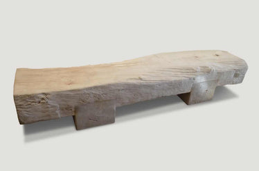 Bleached Teak Log Bench