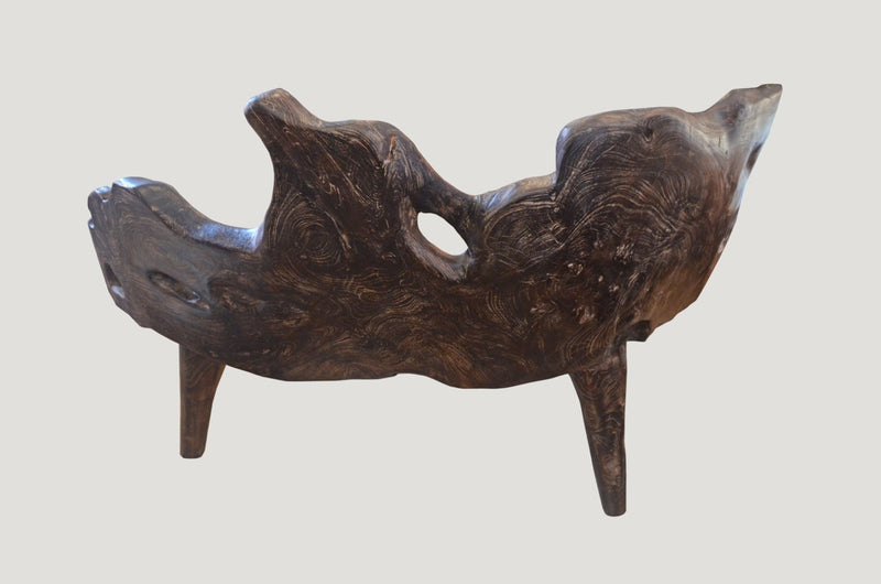 Organic Cerused Teak Bench