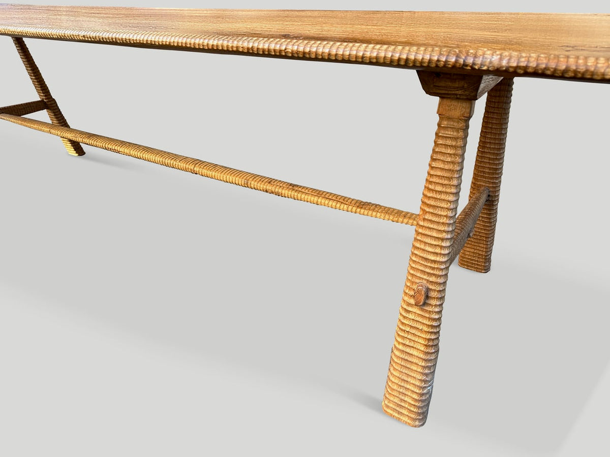 Mid Century Couture Hand Carved Dining Table or Console