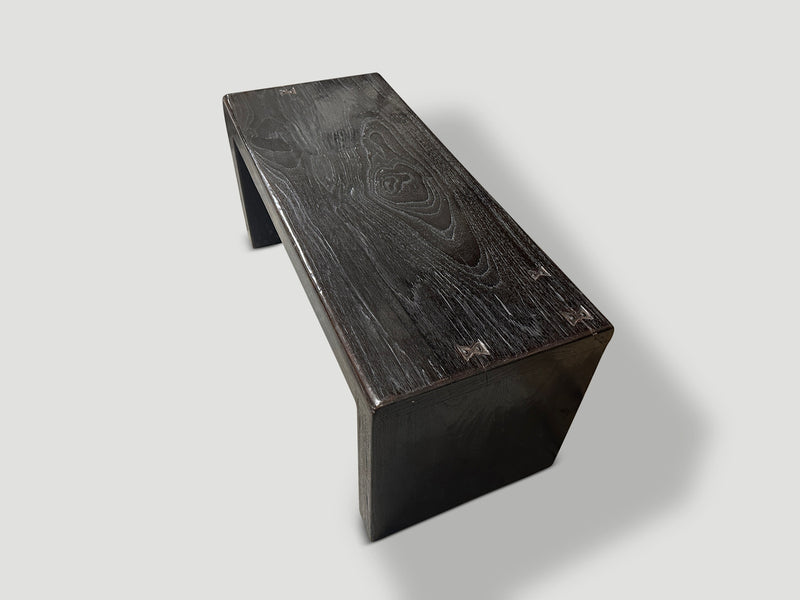 Minimalist Espresso Stained Teak Bench