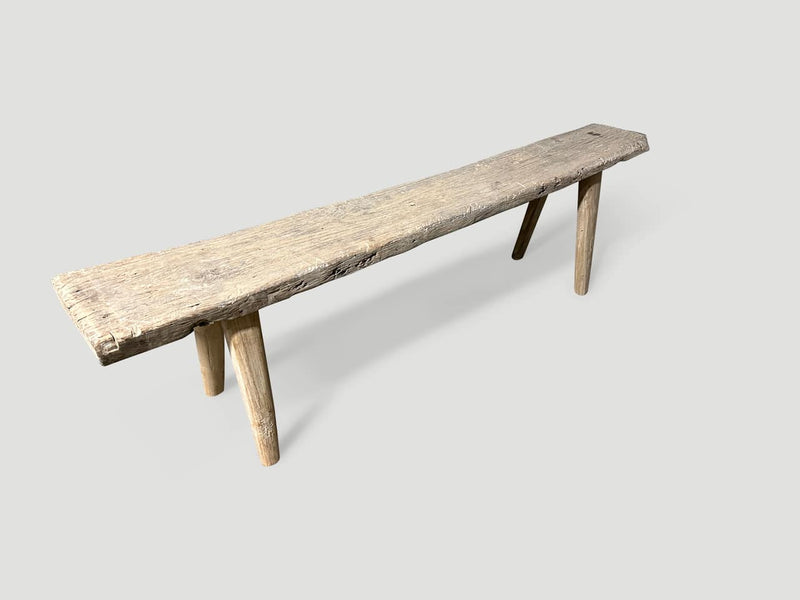 Antique Bleached Teak Wood Bench