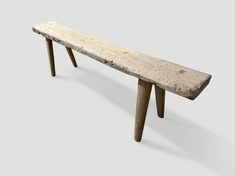 Antique Bleached Teak Wood Bench