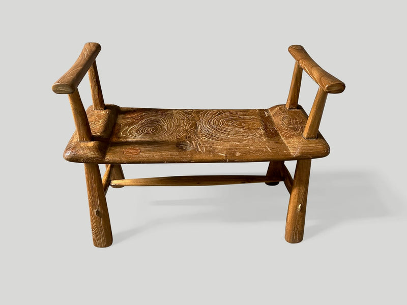 Mid Century Couture Bench With Arms