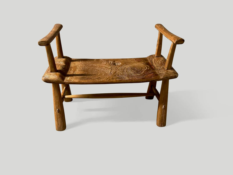 Mid Century Couture Bench With Arms