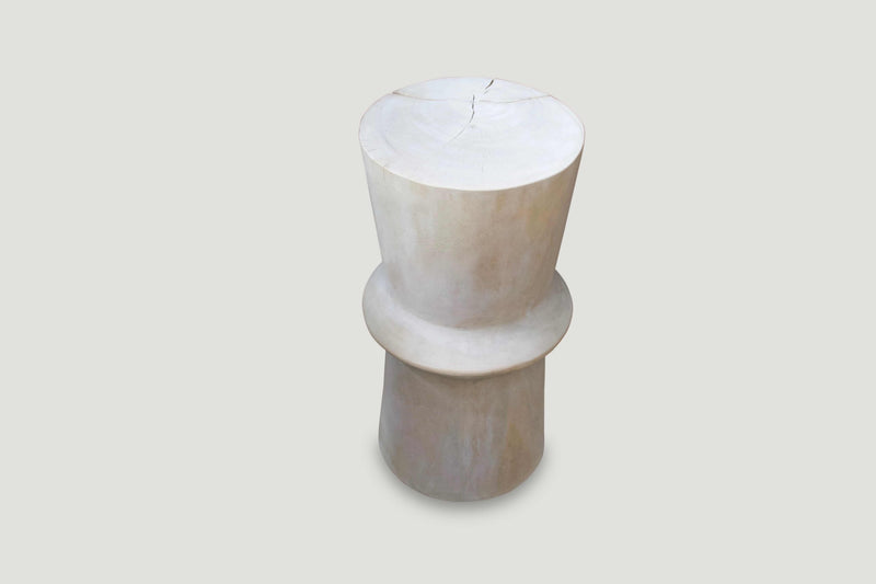 Bleached Teak Side Table or Stool
