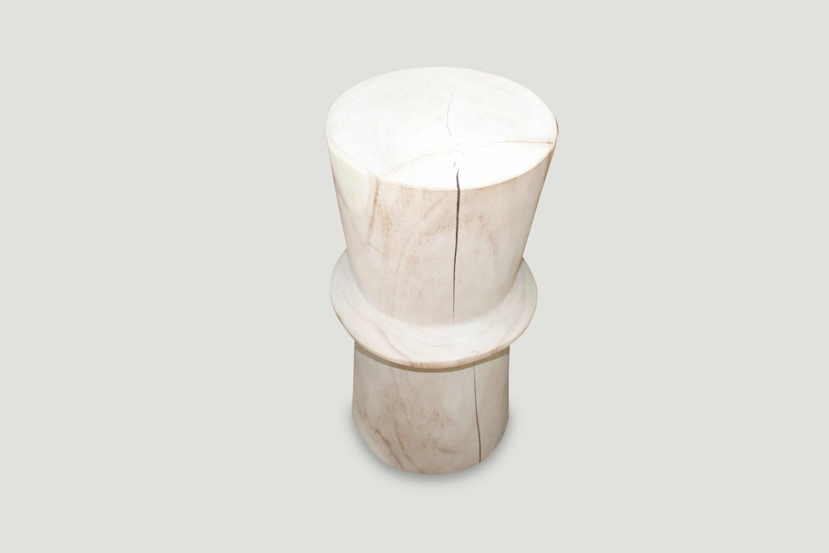 Bleached Teak Side Table or Stool