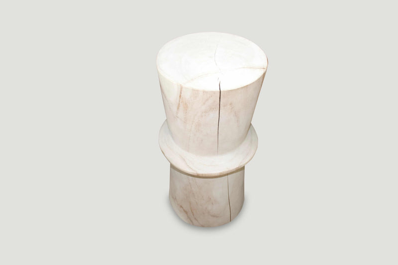 Bleached Teak Side Table or Stool