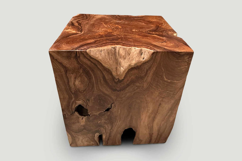 Sculptural Teak Wood Side Table