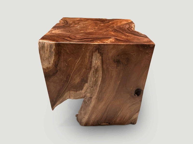 Sculptural Teak Wood Side Table