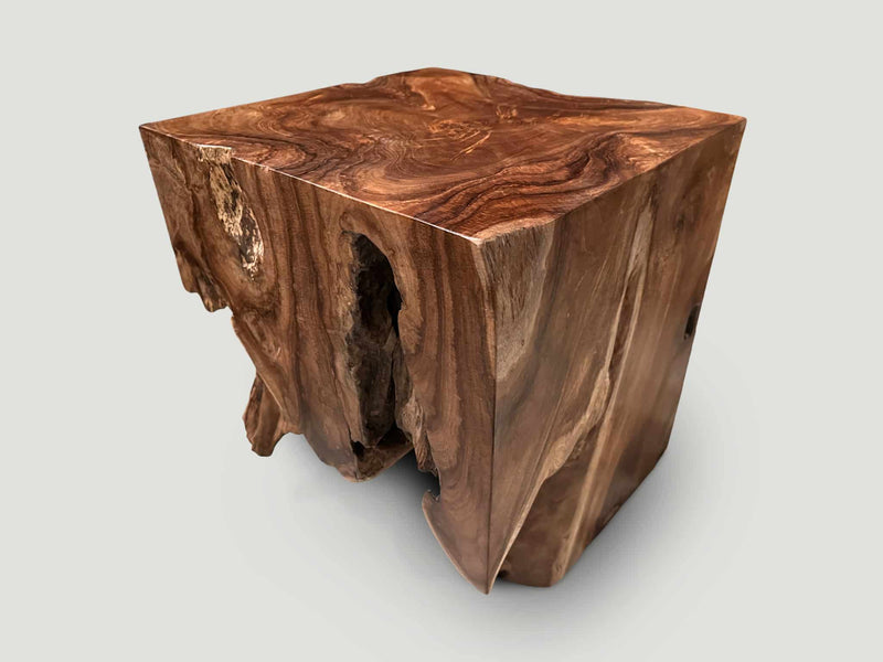 Sculptural Teak Wood Side Table