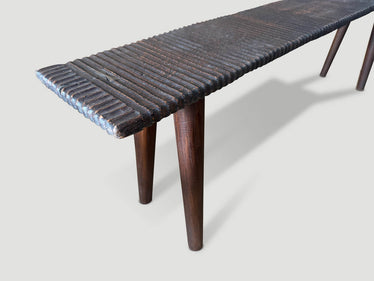 Minimalist Hand Carved Teak Wood Bench
