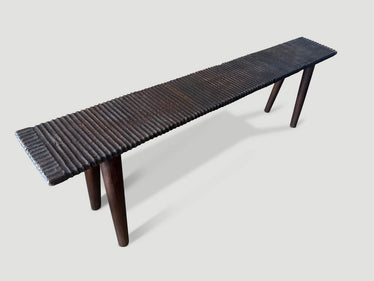 Minimalist Hand Carved Teak Wood Bench