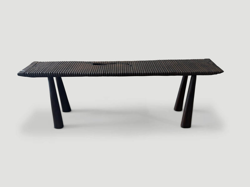 Minimalist Hand Carved Modern Organic Teak Bench