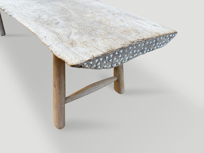 Shell Inlaid Teak Bench or Coffee Table