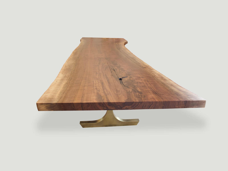 Live Edge Dining Table With Bronze Base