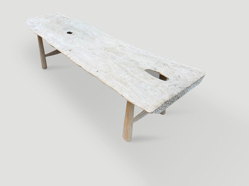 Shell Inlaid Teak Bench or Coffee Table