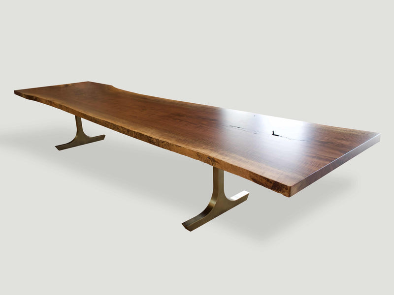 Live Edge Dining Table With Bronze Base